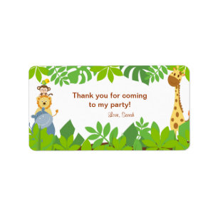 Étiquette Funny Jungle Bébé Animaux Anniversaire Favoriser T