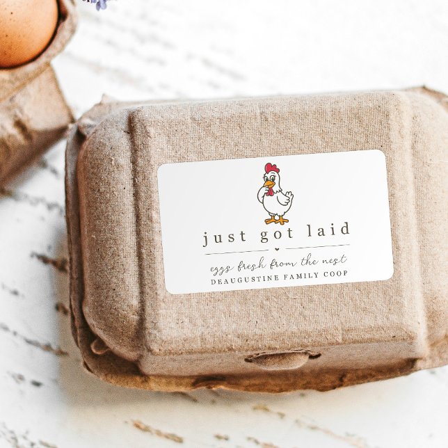 Étiquette Funny Just Got Laid Farm Coop Egg Carton Label (Créateur téléchargé)