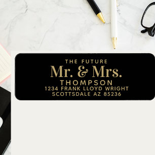 Étiquette Futur M. et Mme Black Mariage Adresse de retour