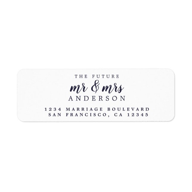 Étiquette Futur M. Mme Blue White Mariage Adresse de retour (Devant)