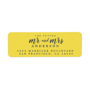 Étiquette Futur M. Mme Bright Yellow Mariage Adresse de reto
