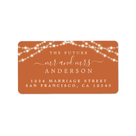 Étiquette Futur M. Mme Burnt Orange Lights Mariage Adresse