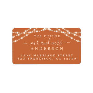 Étiquette Futur M. Mme Burnt Orange Lights Mariage Adresse