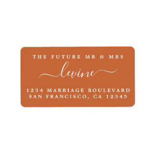 Étiquette Futur M. Mme Burnt Orange Mariage Adresse de retou