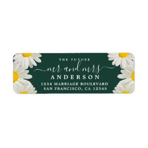 Étiquette Futur M. Mme Daisies Mariage verte Adresse de reto
