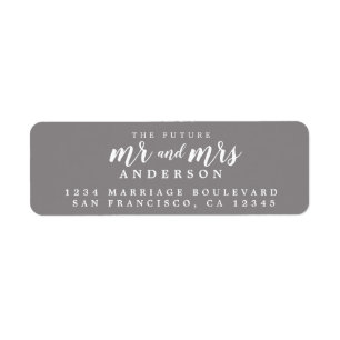 Étiquette Futur M. Mme Flannel Grey Mariage Adresse de retou