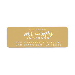 Étiquette Futur M. Mme Gold Yellow Mariage Adresse de retour