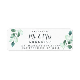 Étiquette Futur M. Mme Green Foliage Mariage Adresse de reto