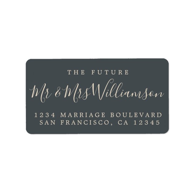Étiquette Futur M. Mme Off-Black Mariage Adresse de retour (Devant)