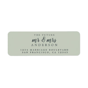Étiquette Futur M. Mme Pastel Green Mariage Adresse de retou