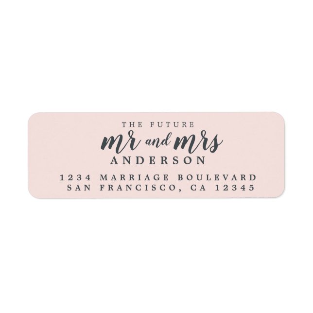 Étiquette Futur M. Mme Pastel Mariage rose Adresse de retour (Devant)