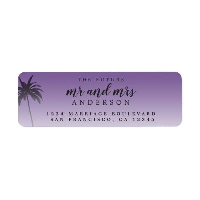 Étiquette Futur M. Mme Purple Beach Mariage Retour Adresse (Devant)