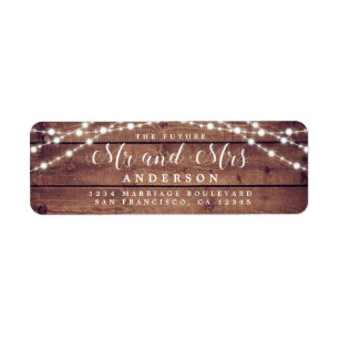 Étiquette Futur M. Mme Rustic Lights Mariage Adresse de reto