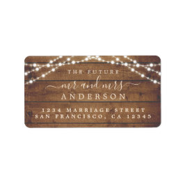 Étiquette Futur M. Mme Rustic Wood Lights Mariage Adresse