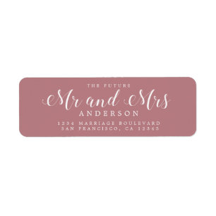 Étiquette Futur M. Mme Script Dusty Rose Adresse de retour