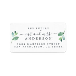 Étiquette Futur M. Mme Script Green Foliage Adresse du Maria