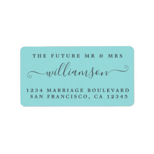 Étiquette Futur M. Mme Turquoise Mariage Retour Adresse Lab