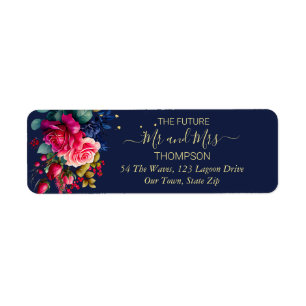 Étiquette Futur monsieur et madame marine bleu rose chaud ro