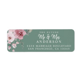 Étiquette Future M. Mme Dusty Rose Floral Adresse de retour