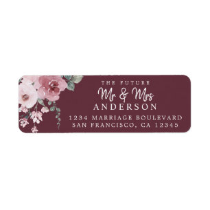 Étiquette Future M. Mme Dusty Rose Floral Adresse de retour