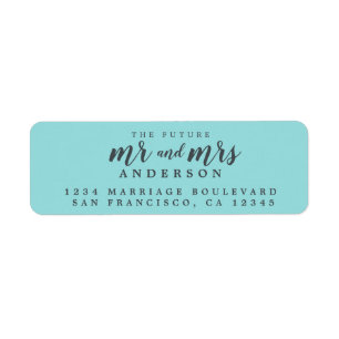 Étiquette Future M. Mme Turquoise Mariage Adresse de retour