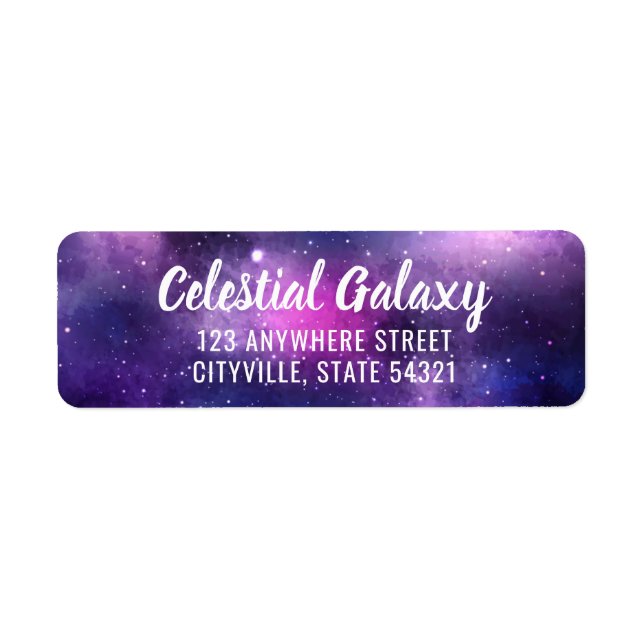 Étiquette Galaxy Space Stars Ultra Violet Adresse de retour (Devant)
