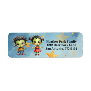 Étiquette Garçon et fille Frankenstein Halloween