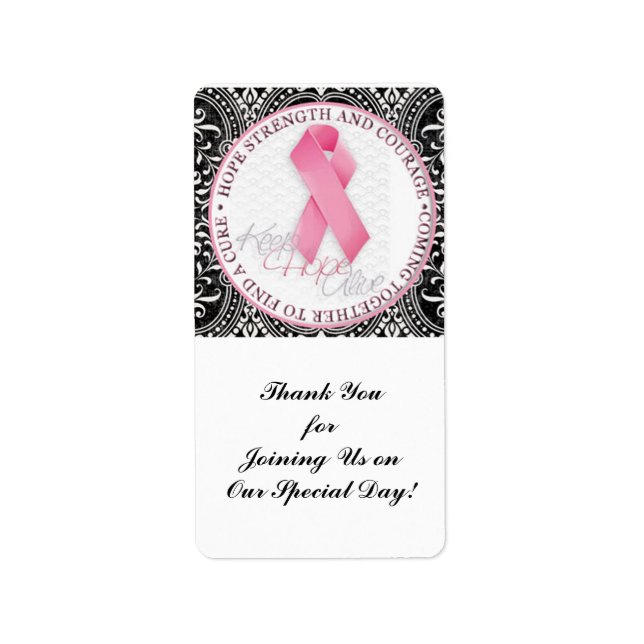 Étiquette garder espoir vivant rose ruban cancer du sein (Devant)