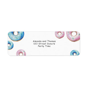 Étiquette Gâteaux en forme de donuts aquarelle pour la révél