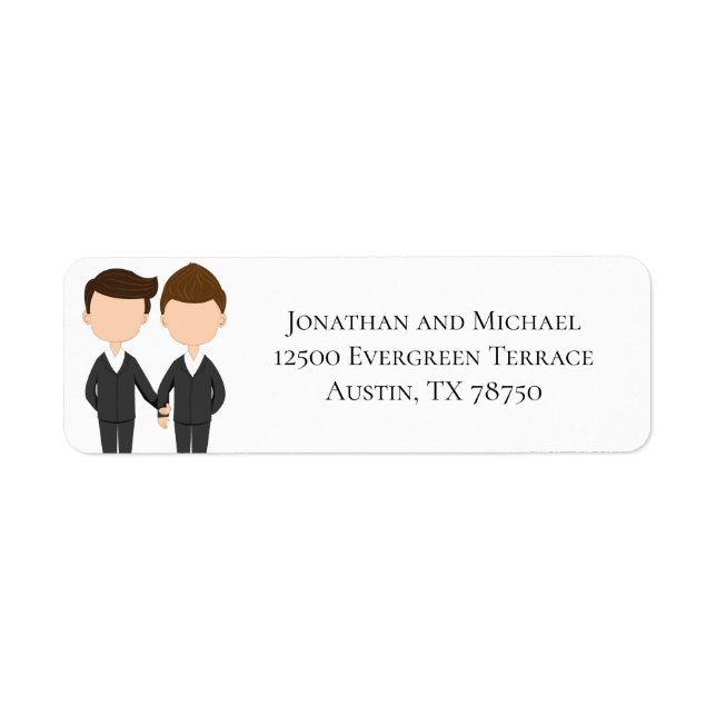 Étiquette Gay Men Couple Mariage Tux Adresse de retour (Devant)