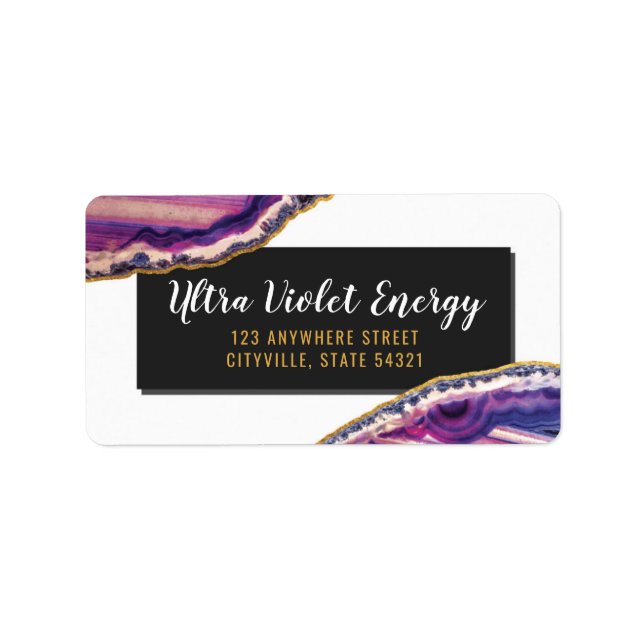 Étiquette Géode Agate Slice Gemstone Ultra Violet violet (Devant)