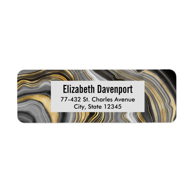 Étiquette Géode minéral moderne Gold & Grey Agate (Devant)