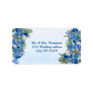 Étiquette Géométrique - Bouquet de fleurs bleues de la Marin