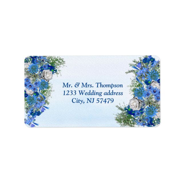 Étiquette Géométrique - Bouquet de fleurs bleues de la Marin (Devant)