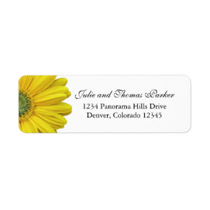 Étiquette Gerbera Jaune Daisy Mariage Retourner l'adresse Ét