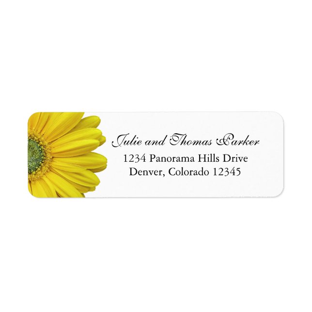 Étiquette Gerbera Jaune Daisy Mariage Retourner l'adresse Ét (Devant)