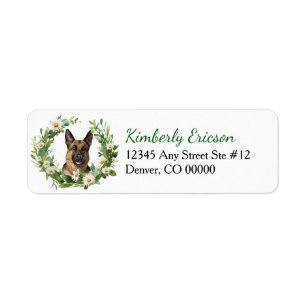 Étiquette German Shepherd Daisy Wreath Adresse de retour
