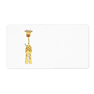 Étiquette Girafe mignonne grande. Animal de bande dessinée