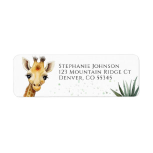 Étiquette Giraffe Baby shower Safari Green Adresse de retour