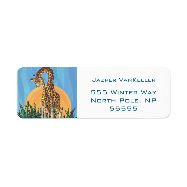 Étiquette Giraffe maman et bébé (Devant)