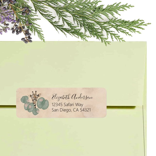 Étiquette Giraffe Safari Animal Botanique (Créateur téléchargé)