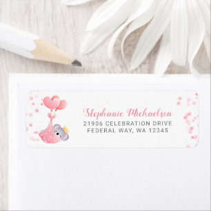 Étiquette Girl Koala Bear Baby shower Adresse de retour