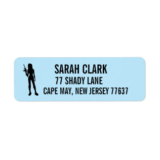 Étiquette Girl Lady with gun Return Address Labels