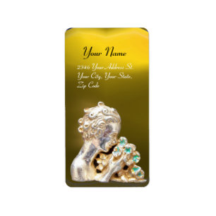 Étiquette GIRL WITH FLOWERS,gold yellow topaz