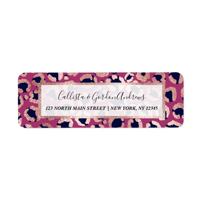 Étiquette Girly moderne Rose Gold Marine violet Empreinte de (Devant)