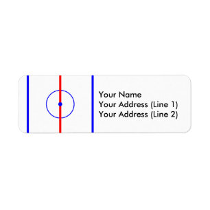 Étiquette Glace de centre d'hockey et lignes bleues
