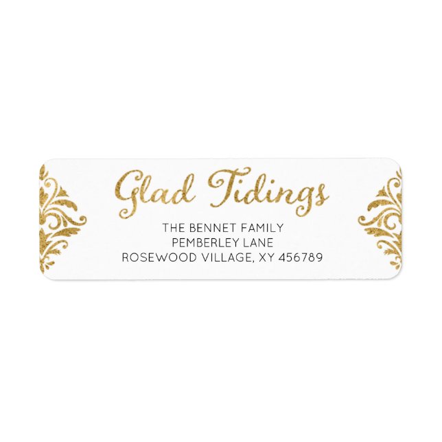 Étiquette Glad Tidings Adresse de retour de Noël (Devant)