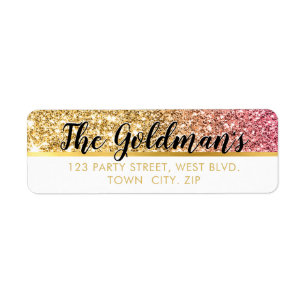 Étiquette GLAM glamour cool luxe parties scintillant or rose