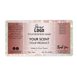 Étiquette Glam Glitter Rose Gold Product Labels