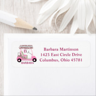 Étiquette Glam Glitz Monogramme Nom Rose Gold Golf Panier